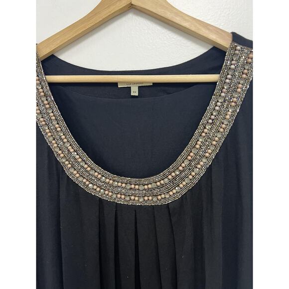 Bordeaux Women Short Sleeve Top Basic Tunic Oversiz rayon Black Size 3X A001968 - Picture 3 of 8